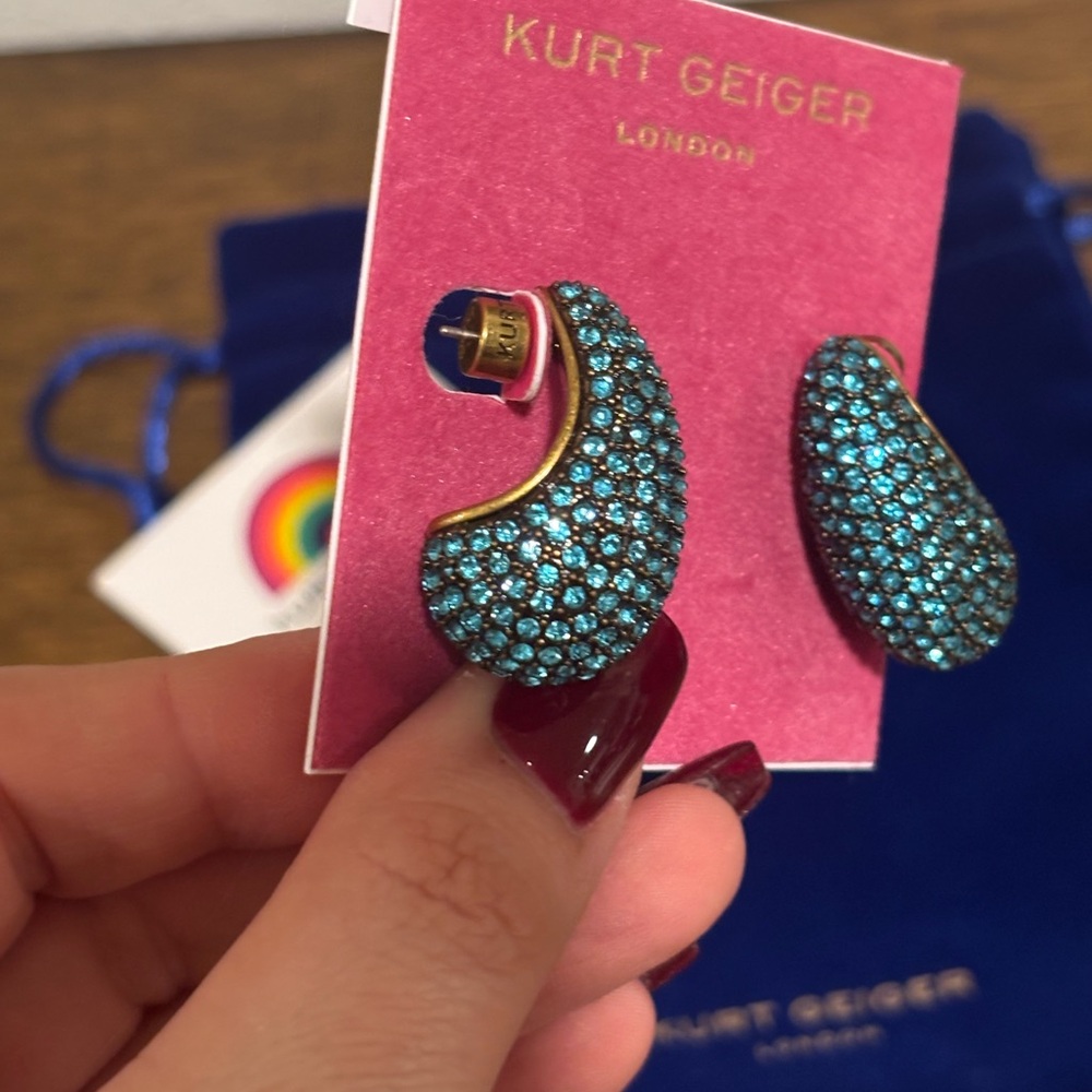 Kurt Geiger Turquoise Crystal Earrings - Picture 7 of 7
